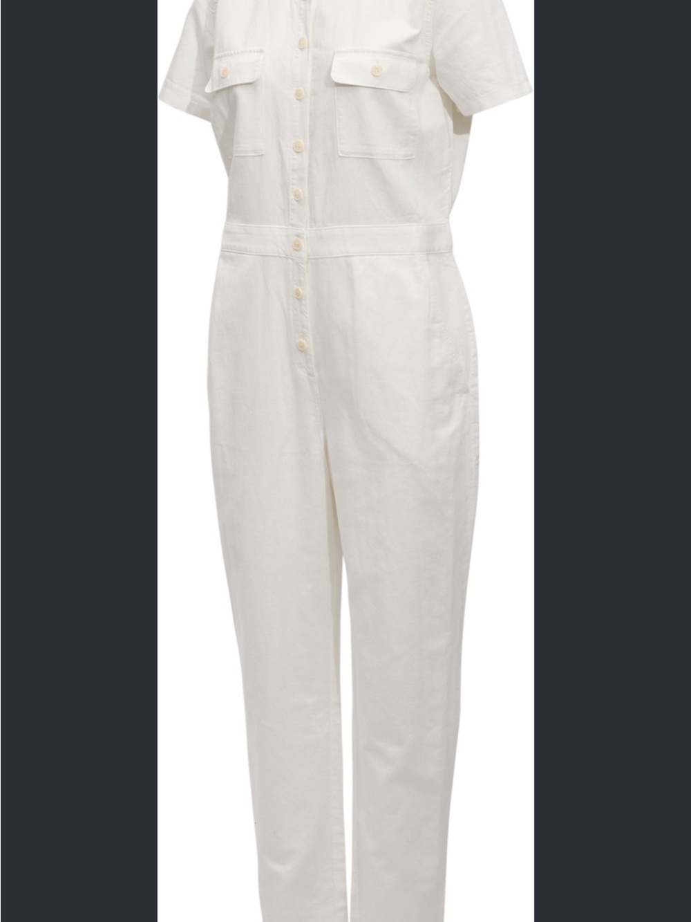 Outerknown White Short-Sleeve Utility Jumpsuit